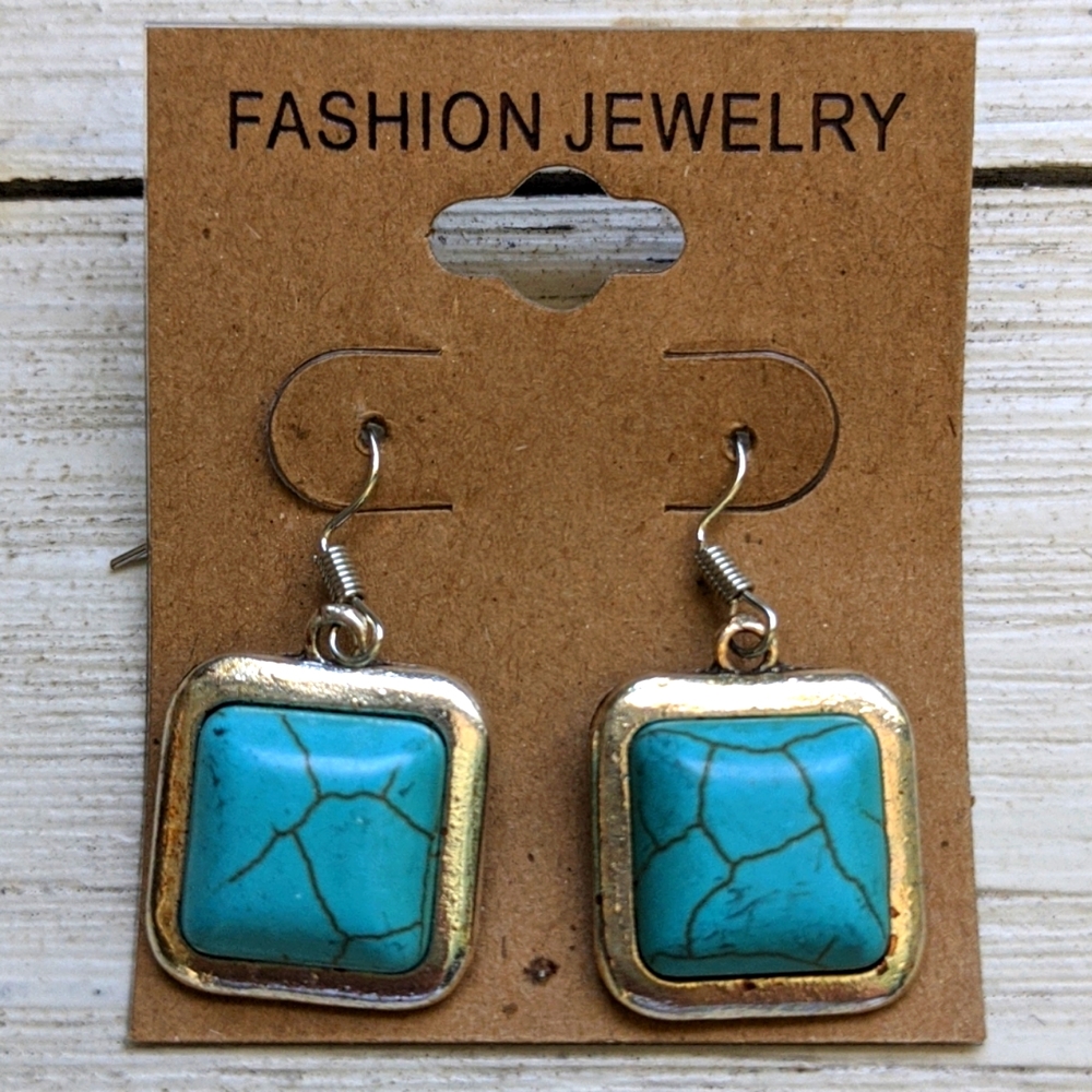 Boho Festival Turquoise Antique Faux Stone Earring